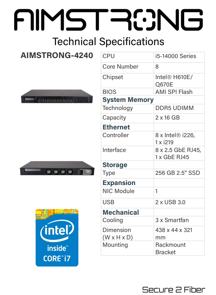AIMSTRONG-4240 19-Zoll-Performance-Appliance, technisches Datenblatt