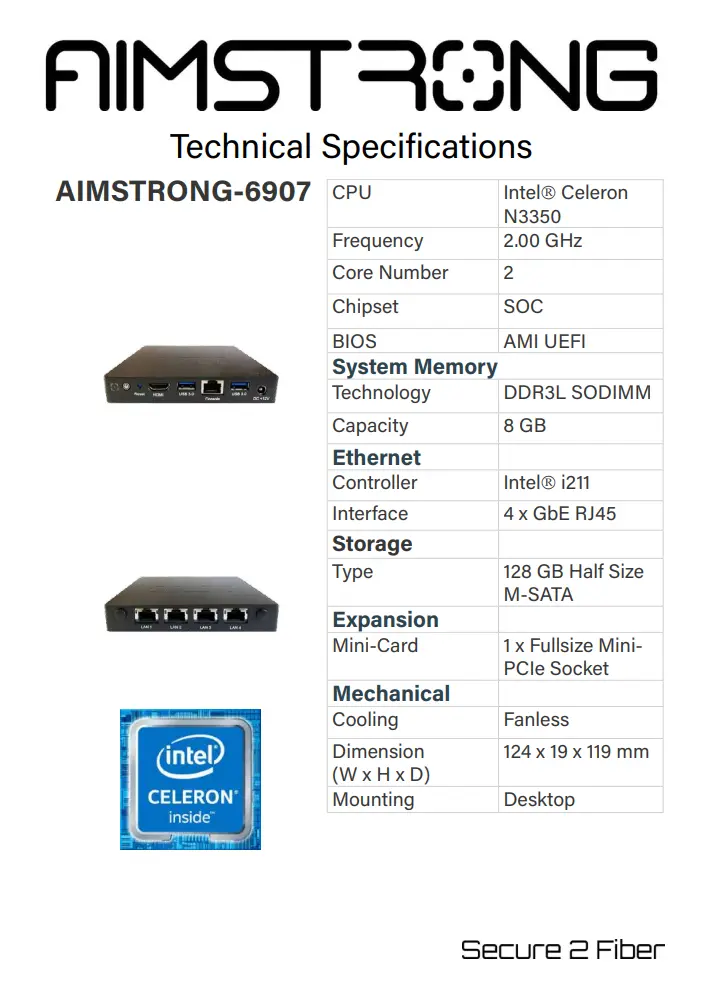 AIMSTRONG-6907 kompakte Firewall-Appliance, technisches Datenblatt